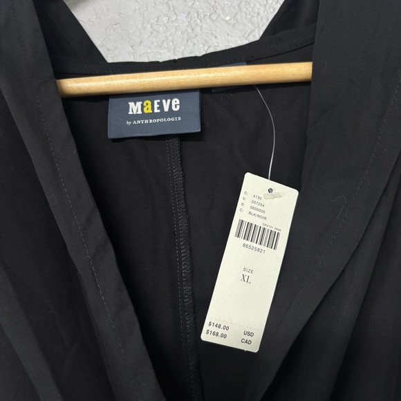 Anthropologie Maeve Hooded Poplin Tie Styling Cotton Midi Shirt Dress Size XL - Picture 6 of 8